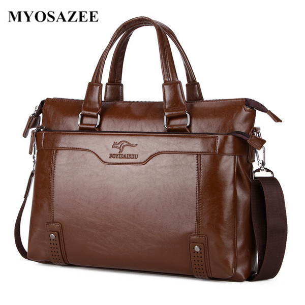 Fashion Brand Business Men Briefcase Bag Shoulder Male PU Leather Laptop Bag Simple Crossbody Bags Messenger Boys