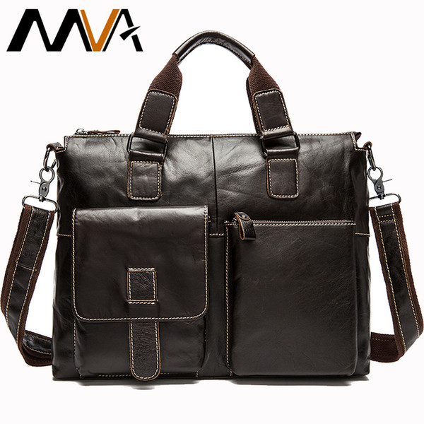 Luxury Male Briefcase Men's Genuine Leather Mens Lawyer Briefcases Leather 14 Laptop Messenger office Bag for Men Work Bags 260