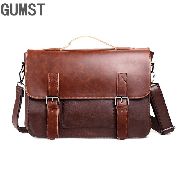 GUMST Leather Bag for Men Shoulder Handbag Fashion Crossbody Bags Messenger Bag New Briefcase For Male Tote Handbags