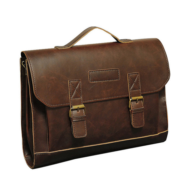 Famous Brand Crazy Horse PU Leather Men Briefcase Men's Messenger Bag Male Laptop Bag Business Handbag Shoulder Bags Travel