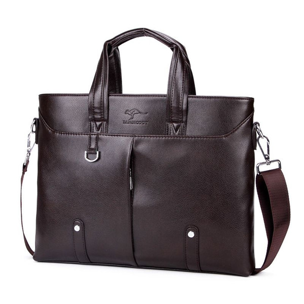 Brand Kangaroo 14 Inch Computer Bags Solid Men Briefcase Bags Men Leather Handbag Fashion Messenger Male Shoulder