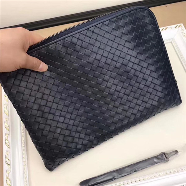 New Arrival Wholesale Brand Interwoven Technique Lambskin Large Document Case Zippy Closure Enough Roomy Enough Carrying Lectronics Or other