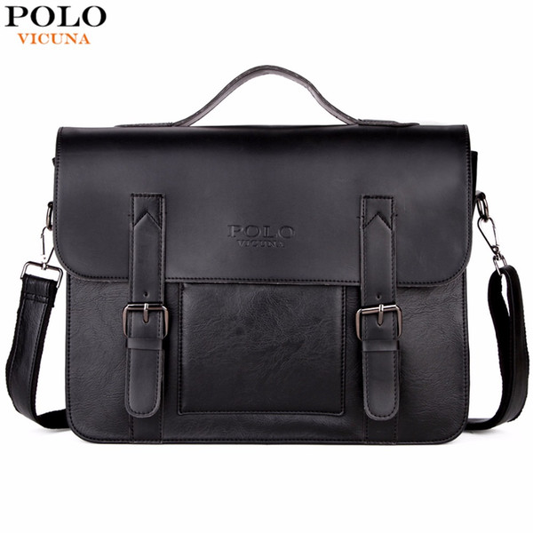 Business Men Bag Double Belt Decor Brand OL Leather Men Briefcase Bag lawyer Doucument Bag maletines para hombres