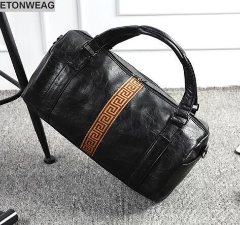 Factory Direct Brand Men Bag Retro Ribbon Stitching Men Travel Bag Outdoor Waterproof Leather Leisure Handbag Large Capacity Coloured Handba