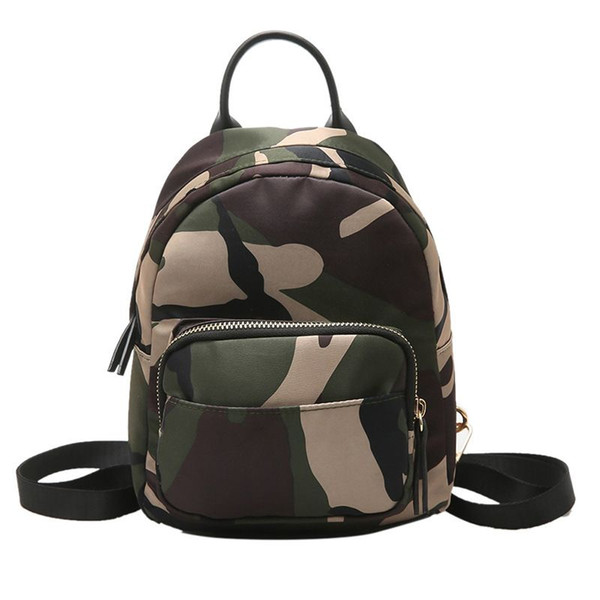 The new style camouflage double shoulder bag female student campus mini nylon small backpack fashionable handbag