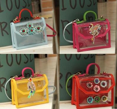 Wholesale-2015 New Shourouk Shoulder Bag Transparent women handbag590