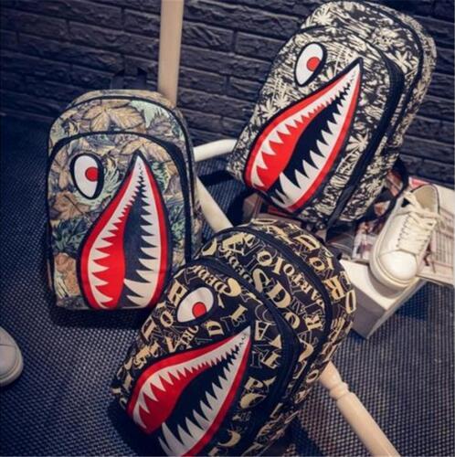 Fashion Leopard Shark Mouth Backpacks For Teenagers Top quality Travel Backpack Kids School Bags Cool Laptop Bag Free shipping