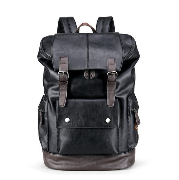 wholesale brand men's bags fashionable large capacity leather backpack retro color casual men backpack outdoor travel leather backpack