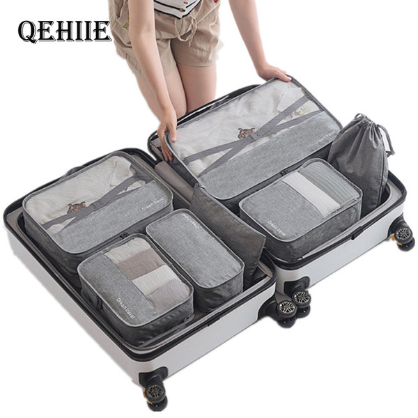 7pcs/set Men Travel Bags Sets Waterproof Packing Cube Portable Clothing Sorting Organizer Women Luggage Accessories Product 2019 CJ191128