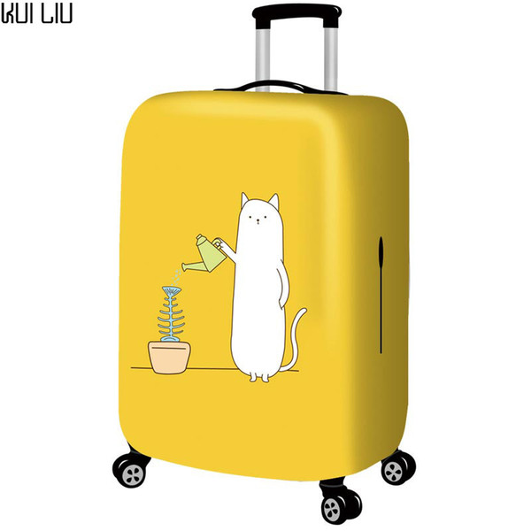 Thickened Luggages Protective Cover Trolley Cases Waterproof Elastic Suitcases Bag Dust Rain Covers Yellow Cartoon Print Fish CJ191219 s