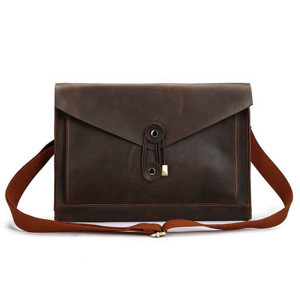 High Quality Male Vintage Genuine Leather Messenger Bag Shoulder Cross Body Handbag Casual Envelope Shape Laptop Computer Briefcase