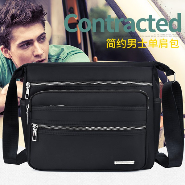 New Men's Multi Pocket High Quality Nylon Fabric Street Fashion Couple Tops Wholesale Shoulder Messenger Bag Factory Direct