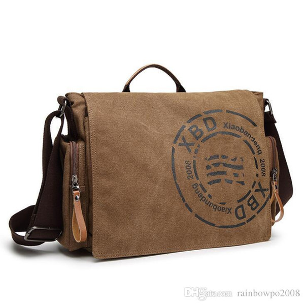 wholesale brand male bag retro wear canvas postman bag, flip type stamp leisure single shoulder oblique Bag School wind canvas computer bag