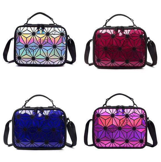 Geometric Rhombus Shoulder Bags Reflective Mosaic Messenger Bag Women Solid Color Folding Bag Casual Mobile Phone Bags Free shipping