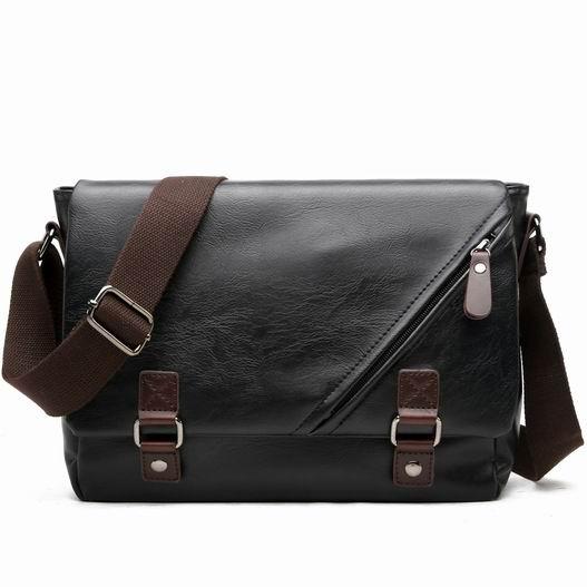 Newstylish Casual Male Classic Leather Messenger Bag Shoulder Cross Body Laptop Designer Mailbag Postal Bag With Canvas Strap