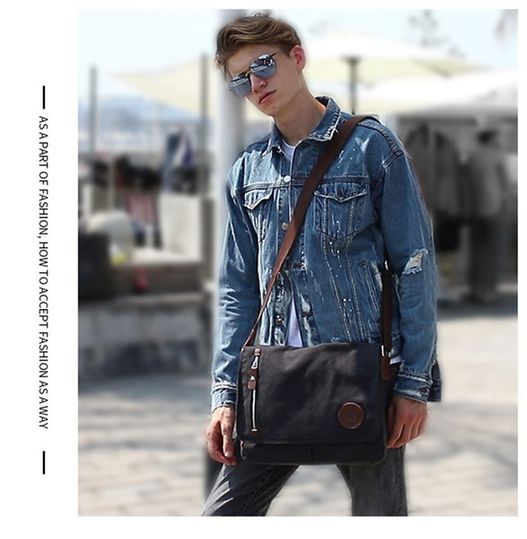 2019 New Men Canvas Leather Crossbody Bag Military Army Vintage Messenger Bags Shoulder Bag For Sport Outdoor Packs