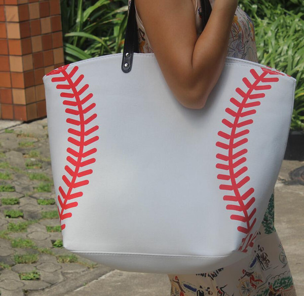 yellow softball Baseball Tote Bags Sports Bags Casual Tote Softball Bag Football Soccer Basketball Bag Cotton Canvas Material