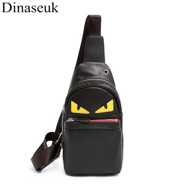 Fashion Men Chest Bag PU Leather Casual Sling Crossbody Bag Multipurpose Travel Phone Black Anime Cartoon Shoulder Brand New