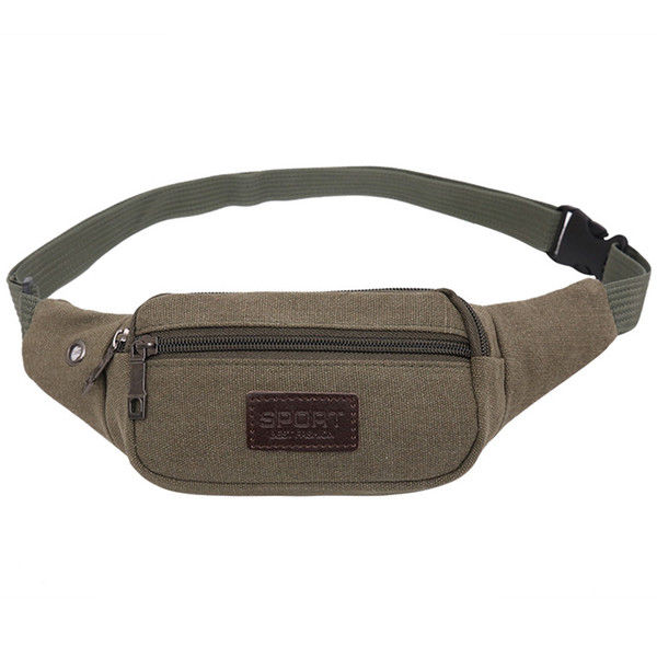 MONNET CAUTHY New Arrival Bag for Men Leisure Fashion Portable Canvas Zipper Waist Packs Solid Color Khaki Army Green Chest Bag