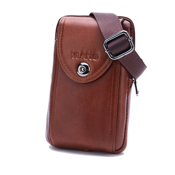 High Quality Hip Bum Cell Phone Case Belt Fanny Pack Purse Casual Small Cross Body Genuine Leather Men Waist Hook Shoulder Bags