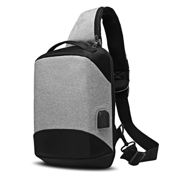 Sling Shoulder Chest Bag for Men with USB Charging Port Headphone Hole Crossbody Men's Bag