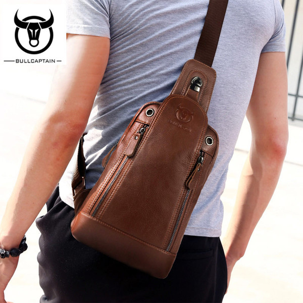 Bull Captain Genuine Leather Men Messenger Bag Chest Bags Casual Crossbody Bag Business Men's Hanbags Shoulder Bags For Men