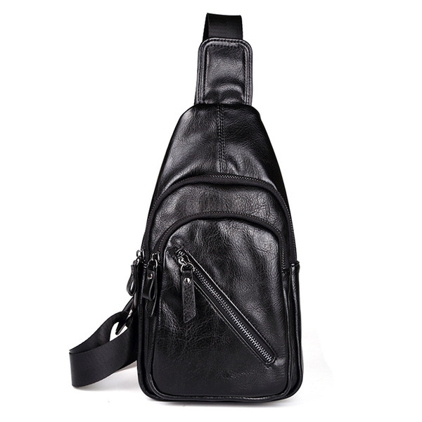 2019 New Fashion Trend Men Crossbody Bags High Quality PU Leather Chest Bags Business Man Bag Short Trip Messenger Bag Hot Sale