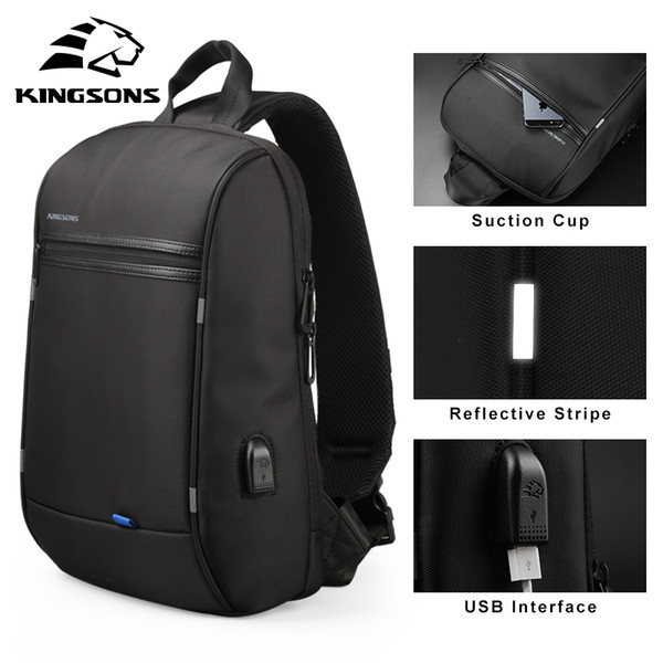 Kingsons Chest Bag for Men Black Single Shoulder Bags for Men Waterproof Nylon Crossbody Bags Male Waterproof Messenger