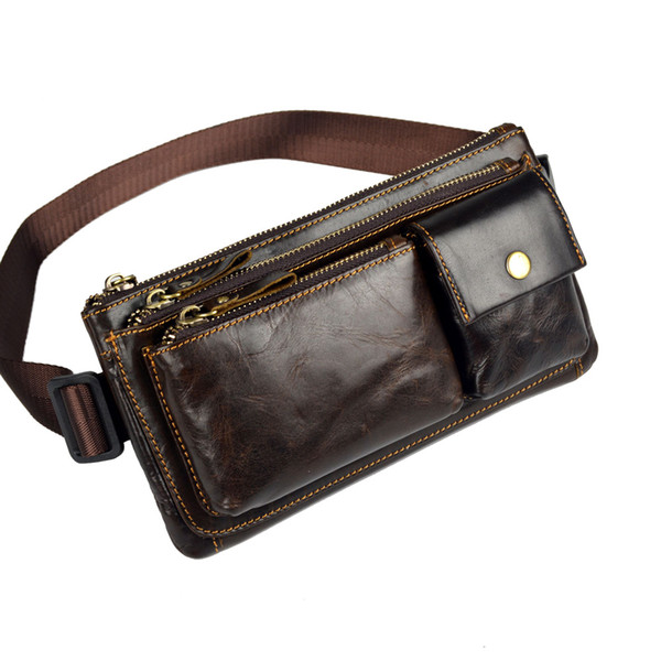 Cowhide men clutch bag casual waist bags for men fashion genuine leather men's messenger bags shoulder bag fanny pack handbags