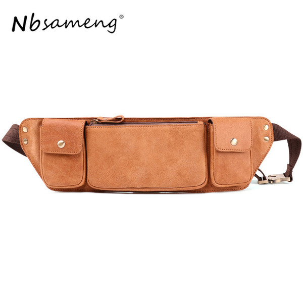 NBSAMENG Multifunctional Fashion Waist Bags Men Top Layer Genuine Leather Crossbody Shoulder Bag Mini Bag