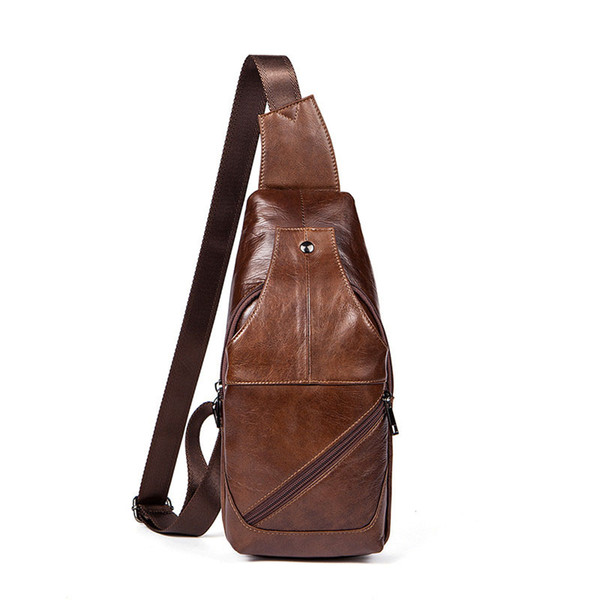 Top Grade Genuine Leather Men Chest Bags Men's Messenger Bags Male Small Flap Leather Vintage Crossbody Silt Pocket Bag