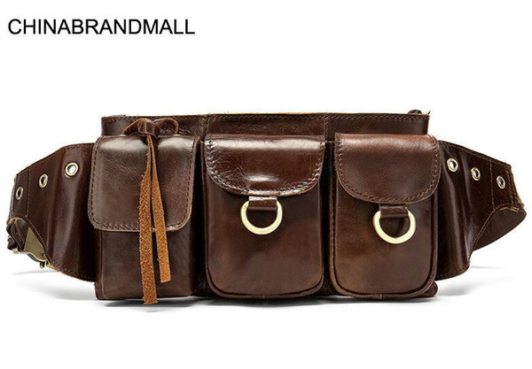 Genuine leather vintage outdoor casual waist pack belt bag