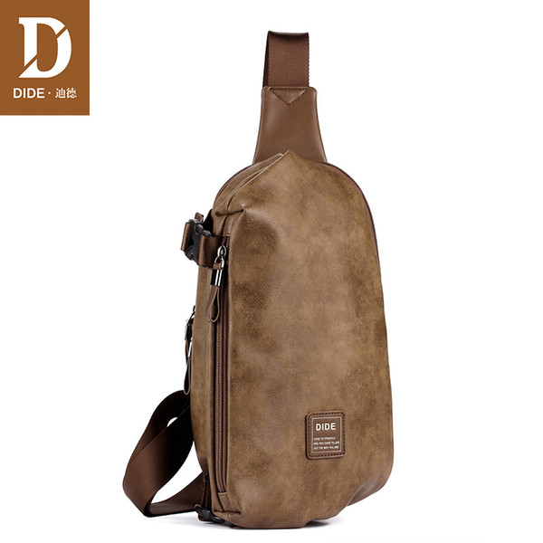 DIDE Fashion Summer Bag Men Chest Pack Single Shoulder Strap Back Bags Leather Travel Men Crossbody Bags Vintage Style DQ797