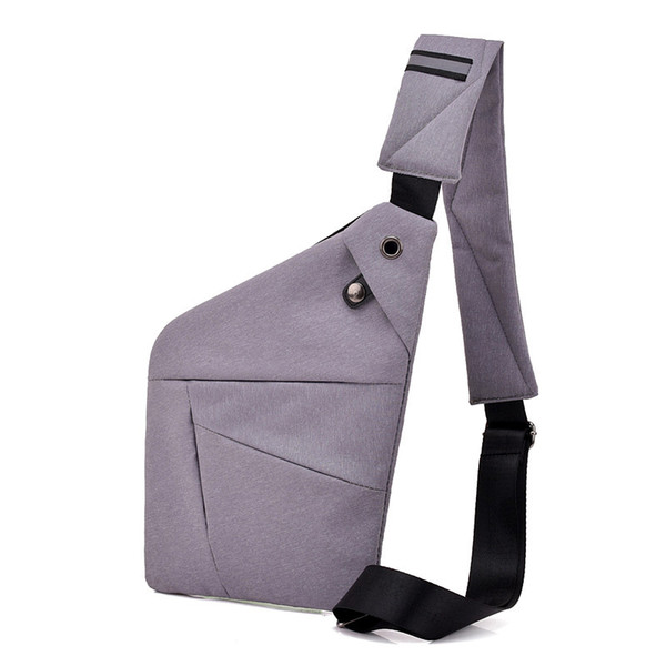 Multi Pocket Chest Bag For Male Messenger Bag Men Anti-Theft Sling Men Chest Pack Unisex With Headset Interface Gray