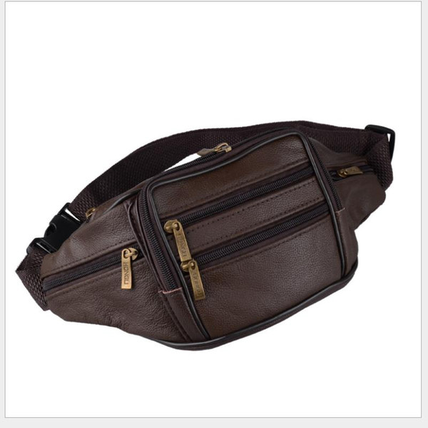 Hot new men's waist bag multifunctional men's sheepskin casual shoulder bag large capacity fitness storage bag