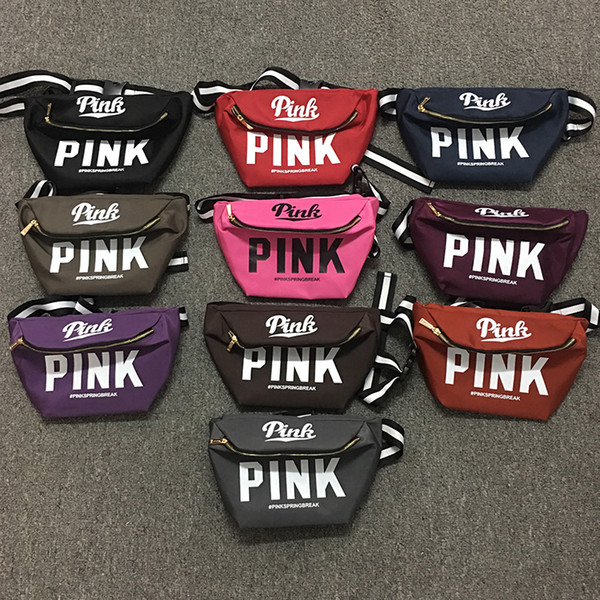 Waist Bag Fanny Pack Pink Letter canvas Beach Bags Handbags Purses Outdoor Cosmetic Bag 10 colors