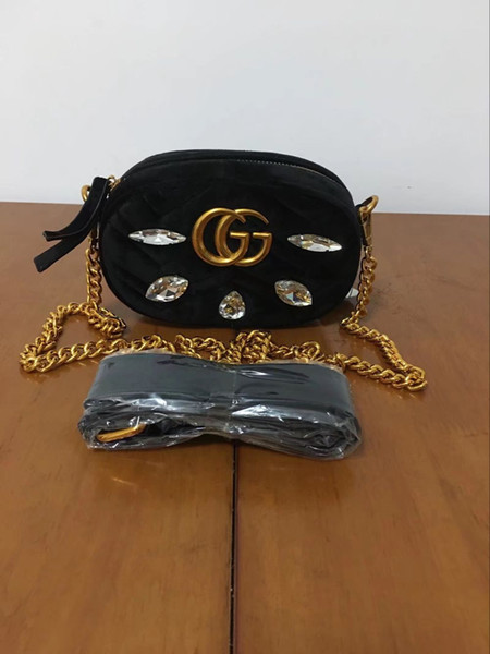 Fashion Famous TOP Brand new Women Luxury velvet Metal buckle love waist bag with strap #G7646