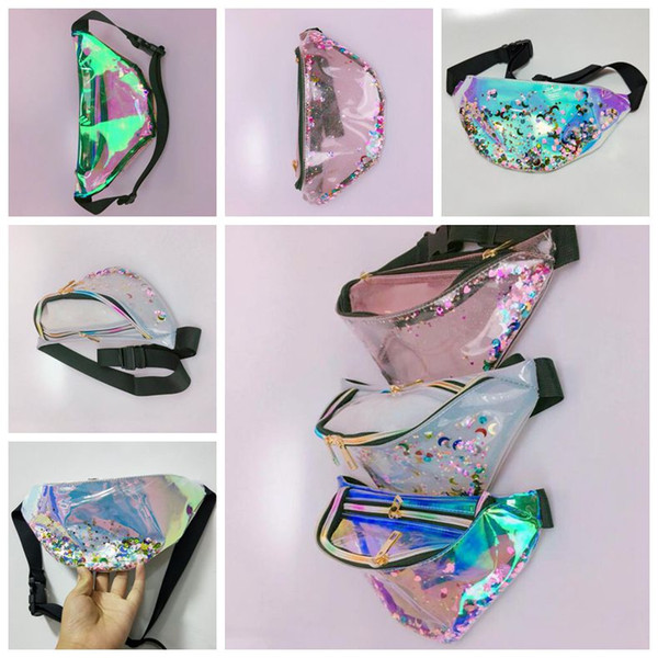 4 Colors Women Laser Waistpack Quicksand Waist Bags Bling Bling Chest Bag Outdoor Beach Bag Fashion Storage Bags CCA9768 10pcs