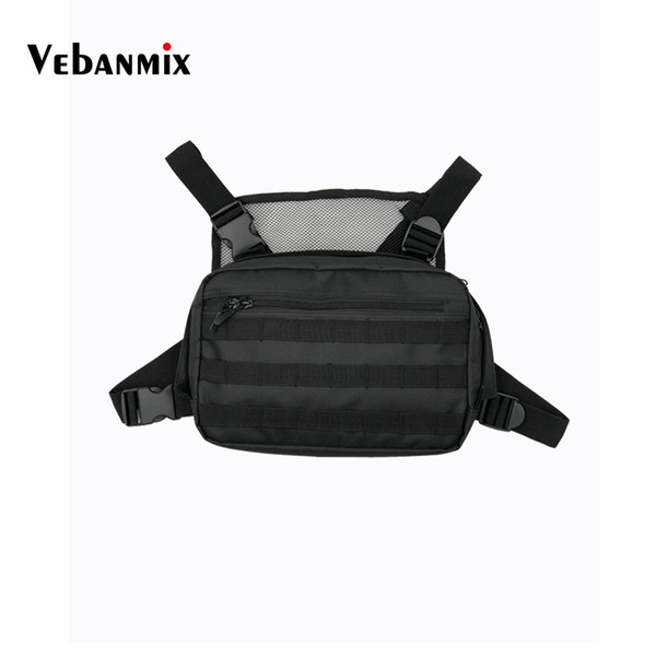 Hot Black Men Chest Bag Adjustable Oxford Tactical Chest Rig Hip Hop Streetwear Functional Shoulder Bag Waist Packs Kanye West