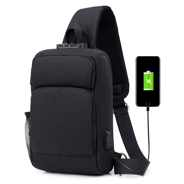 Canvas Men Shoulder Bag Anti Theft Usb Charging Crossbody Messengers Bags Fashion Male Chest bags 2018 New Arrival for Teenager