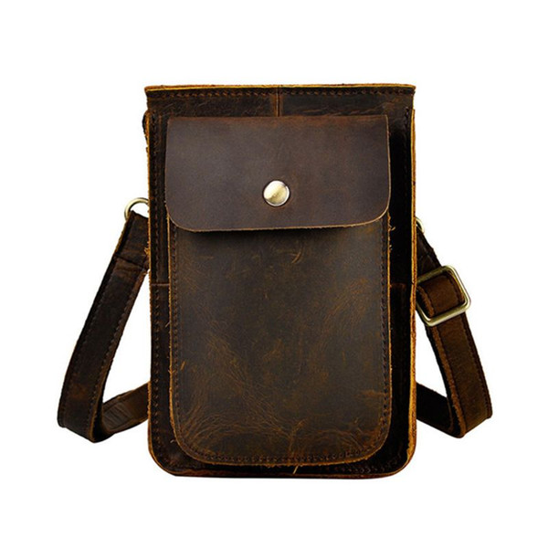 6 Color Men Genuine Leather Phone Pouch Fanny Casual Shoulder Satchel Sport Waist Bag Pack High Quality