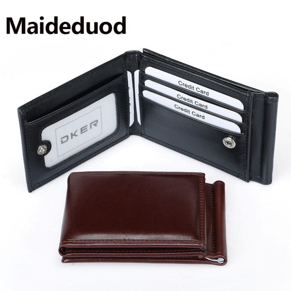 Fashion Men Dollar Clip Black Coffee Bright Leather 3 Folds Style Money Clips Clamp With Coin Pocket Free Shipping