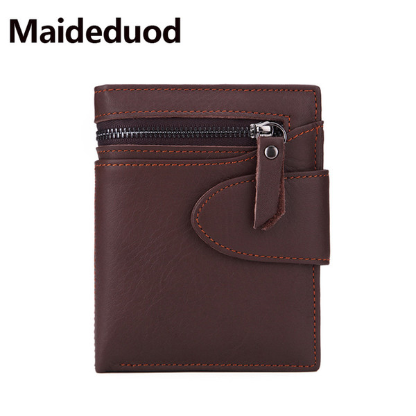 High-quality Brand Vintage Men Wallet Genuine Leather Short Wallets Male Multifunctional Cowhide Purse Coin Pocket Driver License Holder