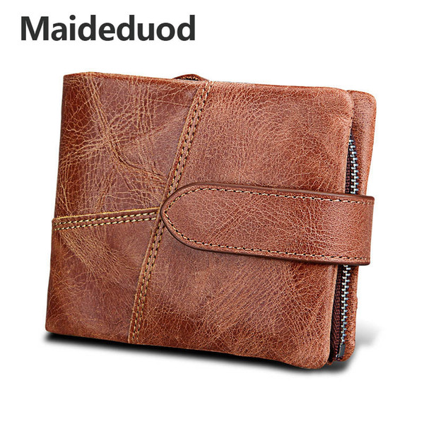 High-quality Genuine Leather Men Wallet Fashion Coin Purse Card Holder Small Wallet Men Portomonee Male Clutch hasp Clamp For Money