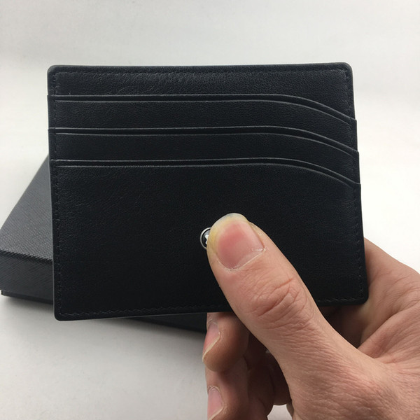 Classic Black Genuine Leather Credit Card Holder Wallet Top Quality Thin Bank ID Card Case Star MB Designer Coin Pocket Bag Small Purses