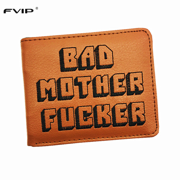 Wholesale- FVIP Cool Brown Purse Bad Mother F*cker Wallet With Card Holder Men's Wallets Bolsos Mujer Popular Dropshipping