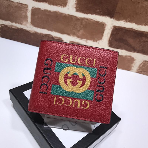 Hot fashion women printed wallet real leather wallets men ladies short purse with box 496309