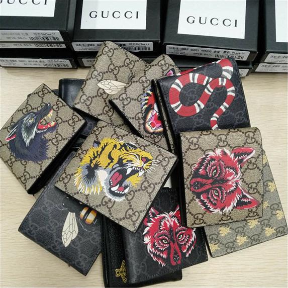 Designer Tote Wallet Real Genuine Leather Luxury Men Short Wallets for Women Men Snake Bee Tiger Wolf Coin Purse Clutch Bags with Box z00123