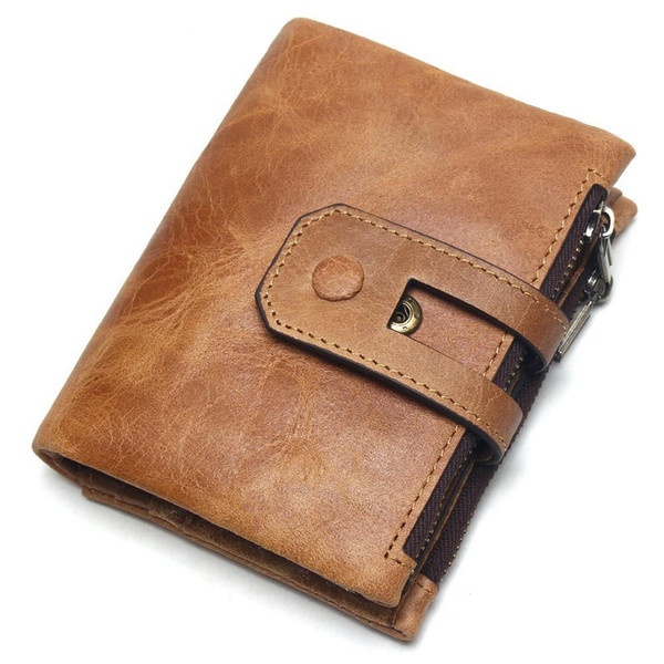 2019 New Genuine Crazy Horse Leather Mens Wallet Man Cowhide Cover Coin Purse Small Brand Male Credit&id Multifunctional Walets