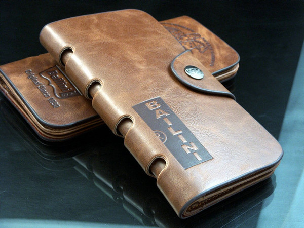 2016 New Hot sell custom leather wallets cute Men's Long Leather Triple Fold bifold Wallet Pocket credit Cards money purse